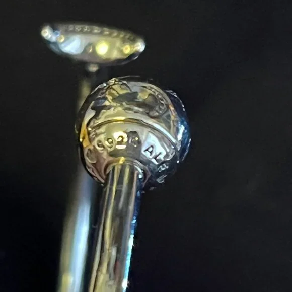 Sterling Silver Pandora Moments Moon & Stars Open Bangle Bracelet – Size Medium - Picture 12 of 13